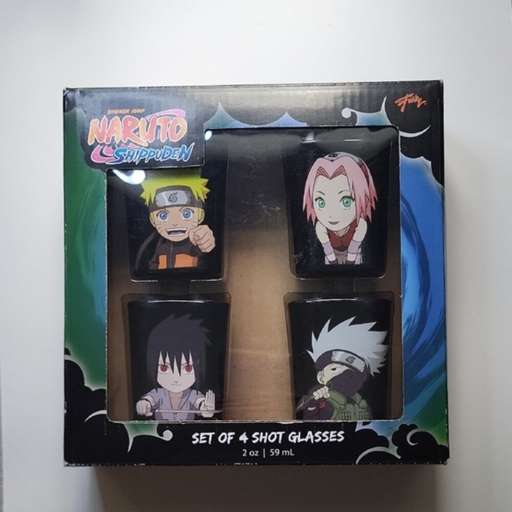 Naruto Shippuden Shot‎ Glass Set – Set of 4 Collectible Anime Drinkware  NIB